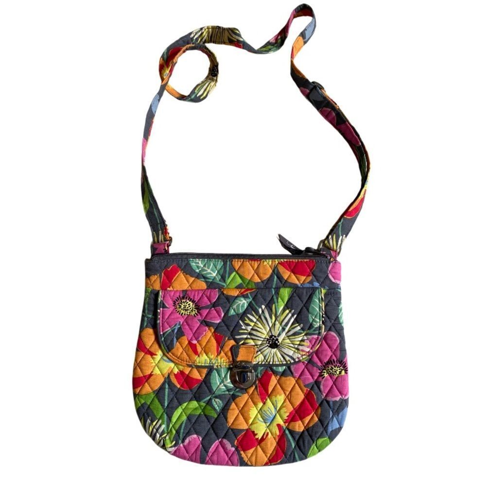 Vera Bradley Floral Crossbody Bag Multicolor Pockets Adjustable Strap Coquette